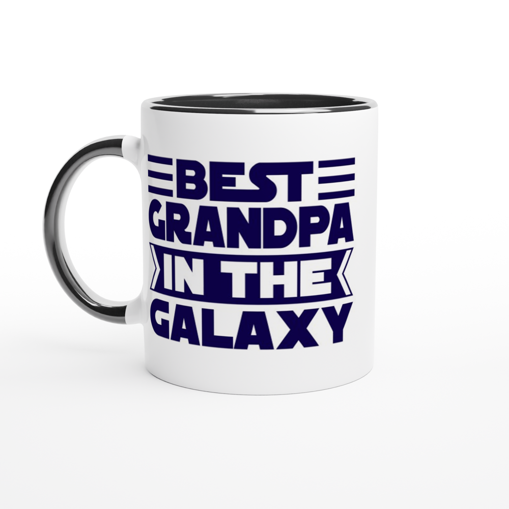 Best Grandpa In The Galaxy - White 11oz Ceramic Mug with Colour Inside ceramic black Colour 11oz Mug Dad