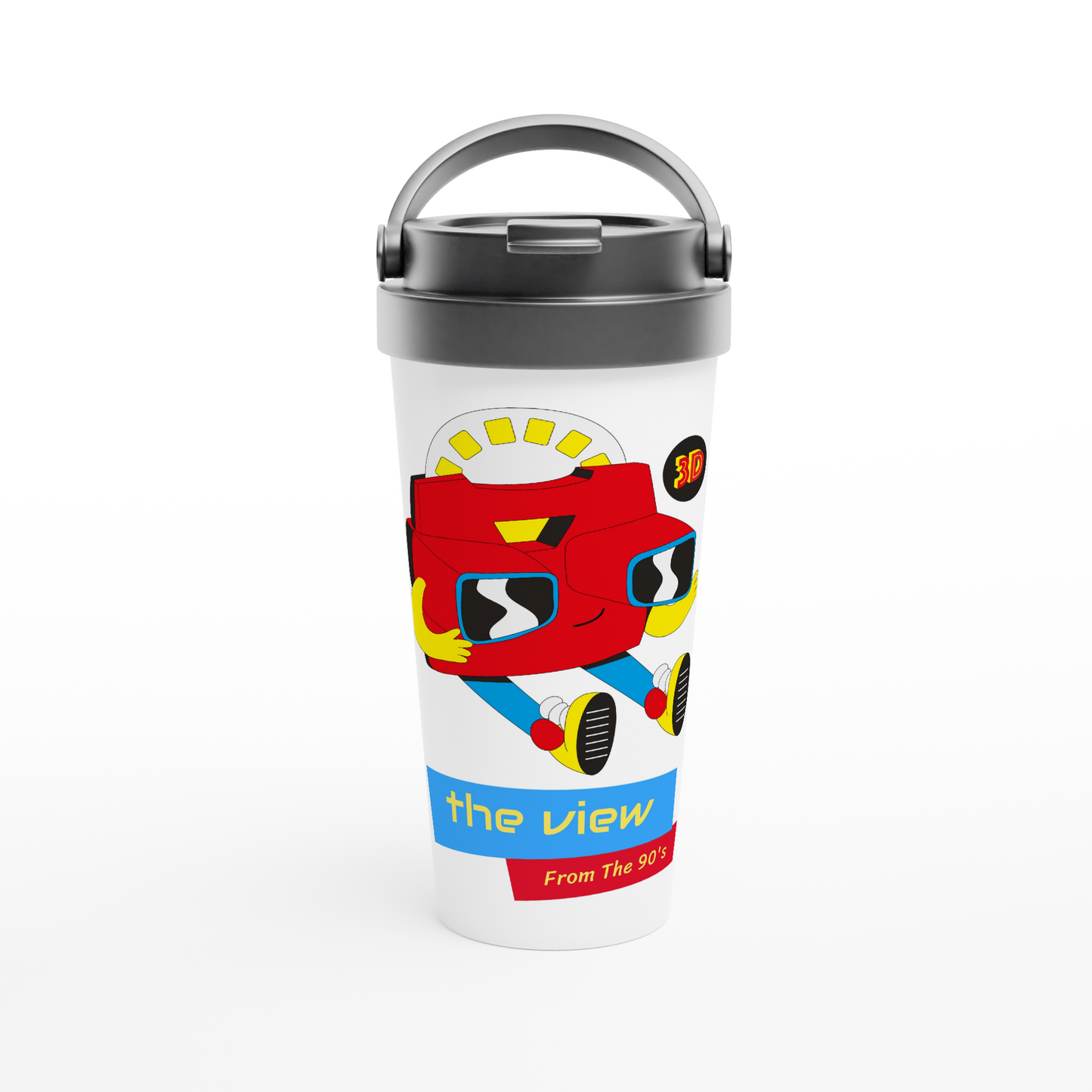 The View From The 90's - White 15oz Stainless Steel Travel Mug Default Title Travel Mug Globally Fulfilled Retro