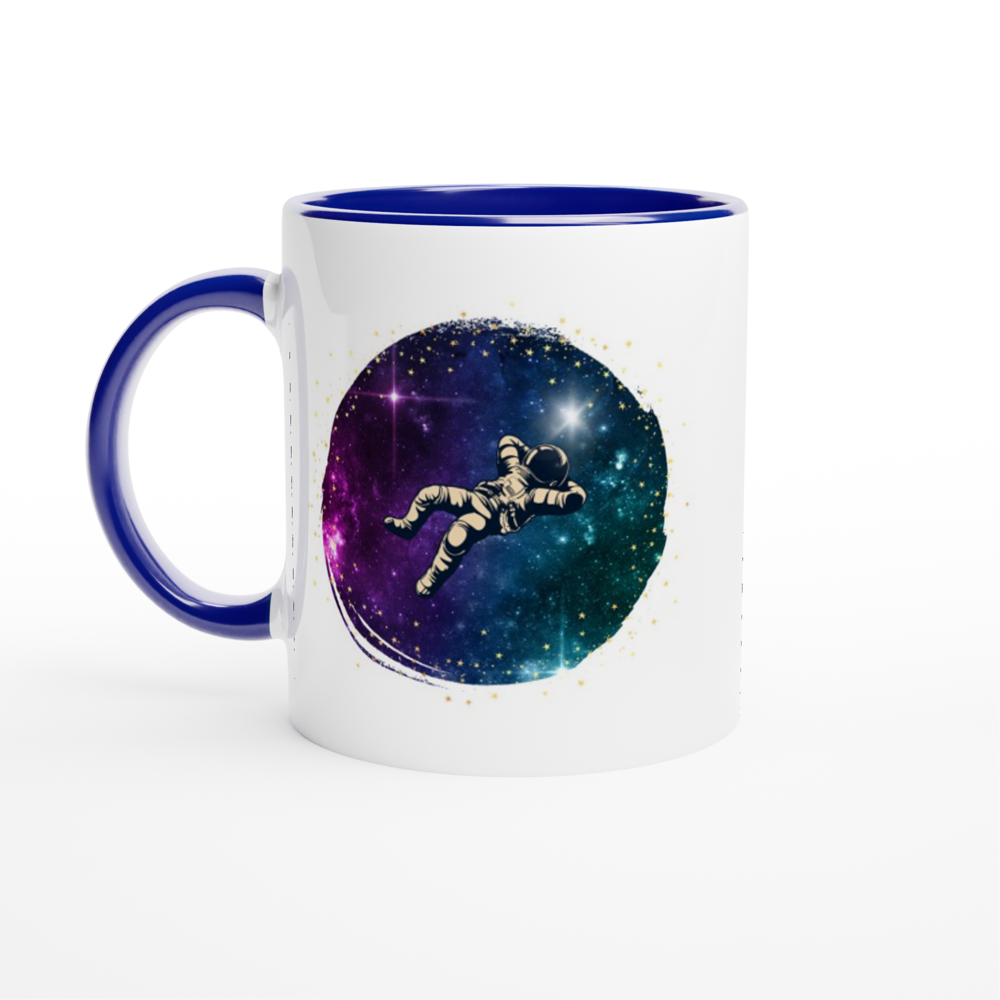 Spaceman - White 11oz Ceramic Mug with Colour Inside ceramic blue Colour 11oz Mug Space