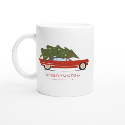 Christmas Car - White 11oz Ceramic Mug White 11oz Ceramic Mug Christmas White Mug Globally Fulfilled