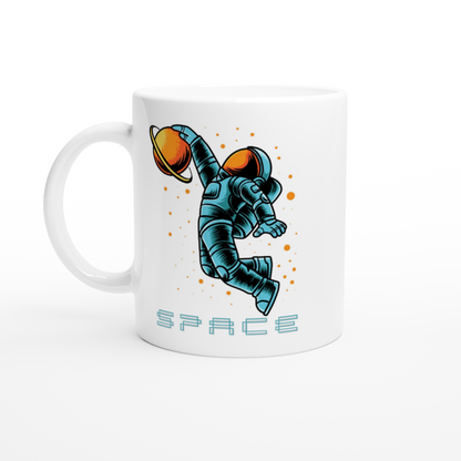 Astronaut Basketball - White 11oz Ceramic Mug Default Title White 11oz Mug Globally Fulfilled