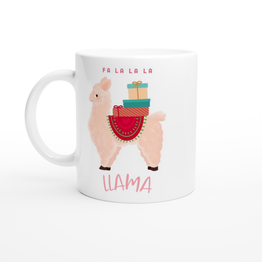 Fa La La La LLama - White 11oz Ceramic Mug Christmas White Mug Globally Fulfilled