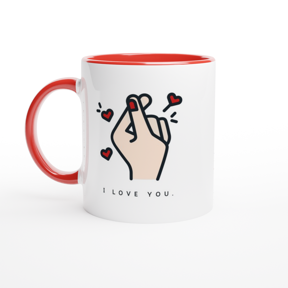 I Love You - White 11oz Ceramic Mug with Colour Inside ceramic red Colour 11oz Mug Love