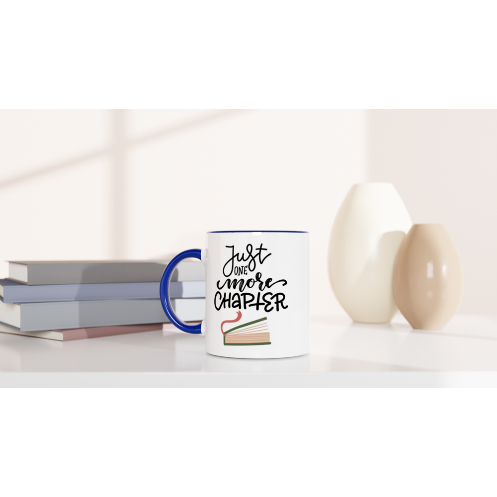 Just One More Chapter - White 11oz Ceramic Mug with Colour Inside Colour 11oz Mug Reading