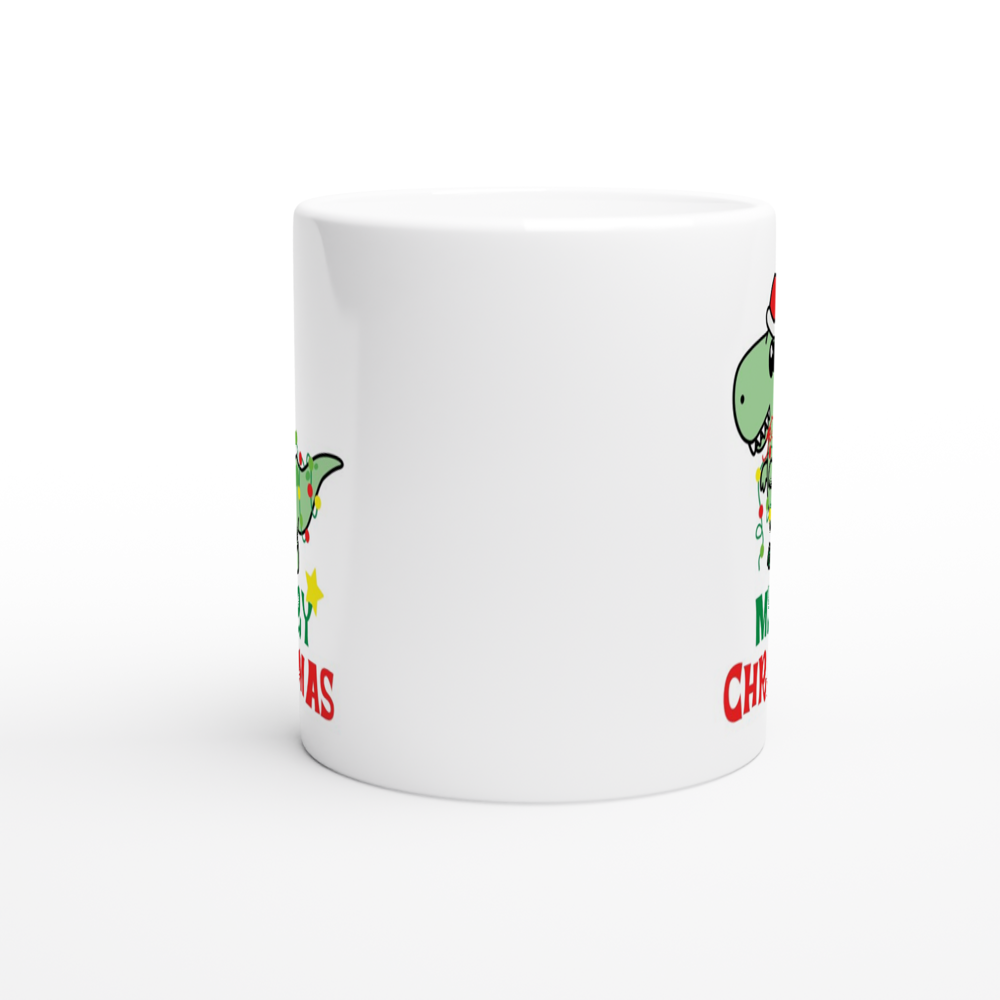 Dinosaur Christmas - White 11oz Ceramic Mug Christmas White Mug Globally Fulfilled