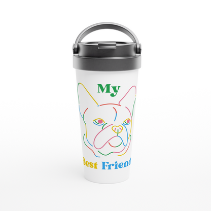 My Best Friend, Dog - White 15oz Stainless Steel Travel Mug Travel Mug animal Globally Fulfilled