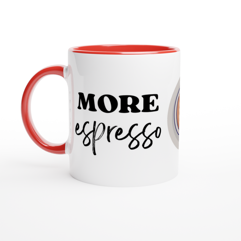 More Espresso, Less Depresso - White 11oz Ceramic Mug with Color Inside ceramic red Colour 11oz Mug Coffee