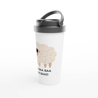 Baa Baa Baa Baa Baad - White 15oz Stainless Steel Travel Mug Travel Mug animal Globally Fulfilled