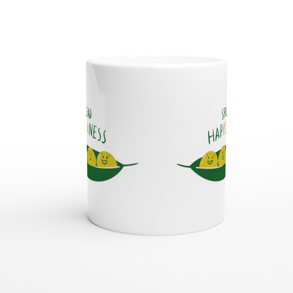 Spread Hap-pea-ness - White 11oz Ceramic Mug White 11oz Mug Motivation