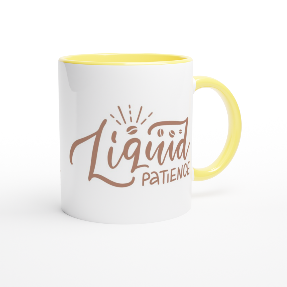 Liquid Patience - White 11oz Ceramic Mug with Colour Inside Colour 11oz Mug Coffee