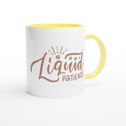 Liquid Patience - White 11oz Ceramic Mug with Colour Inside Colour 11oz Mug Coffee Globally Fulfilled