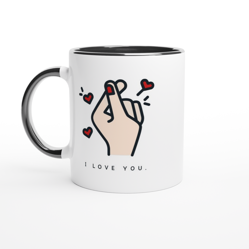 I Love You - White 11oz Ceramic Mug with Colour Inside ceramic black Colour 11oz Mug Love