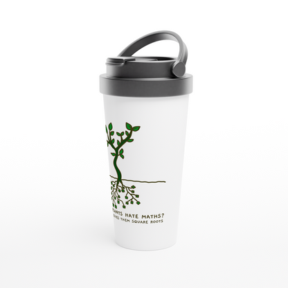 Square Roots - White 15oz Stainless Steel Travel Mug Travel Mug Globally Fulfilled Maths Plants Science