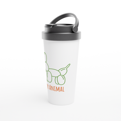 Party Animal - White 15oz Stainless Steel Travel Mug Travel Mug Funny Globally Fulfilled