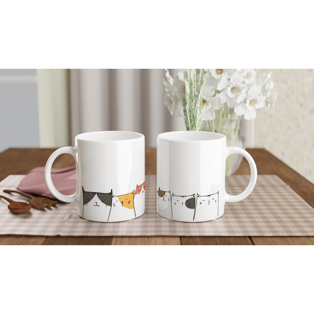 Cat Line - White 11oz Ceramic Mug White 11oz Mug