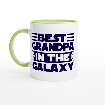 Best Grandpa In The Galaxy - White 11oz Ceramic Mug with Colour Inside ceramic green Colour 11oz Mug Dad