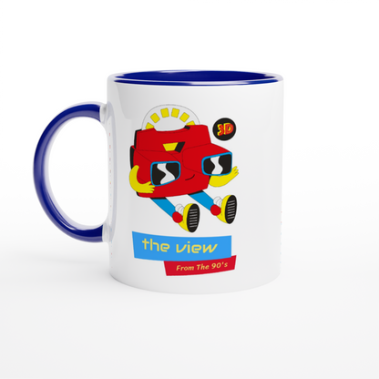 The View From The 90's - White 11oz Ceramic Mug with Colour Inside ceramic blue Colour 11oz Mug Retro