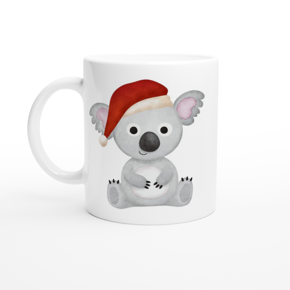 Christmas Koala - White 11oz Ceramic Mug White 11oz Ceramic Mug Christmas White Mug Globally Fulfilled