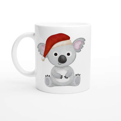 Christmas Koala - White 11oz Ceramic Mug White 11oz Ceramic Mug Christmas White Mug Globally Fulfilled