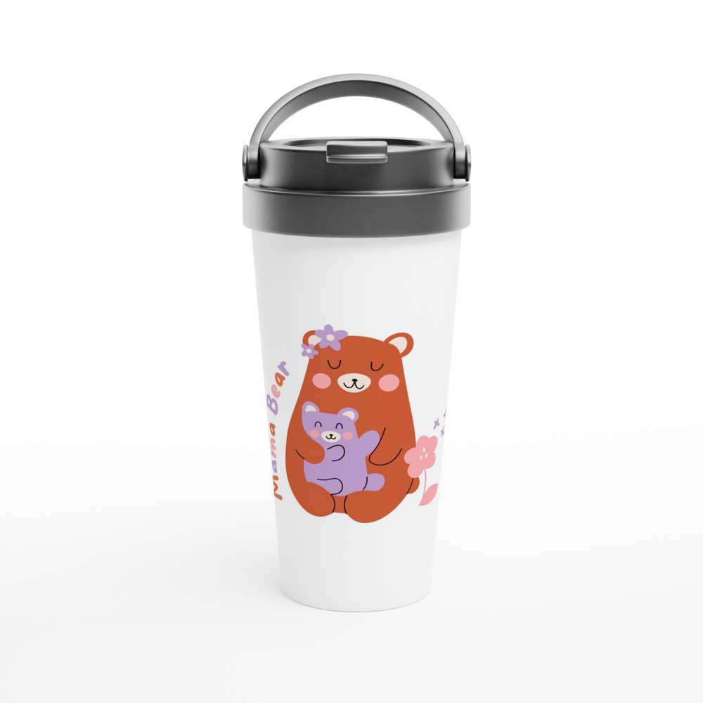 Mama Bear - White 15oz Stainless Steel Travel Mug Travel Mug Globally Fulfilled Mum