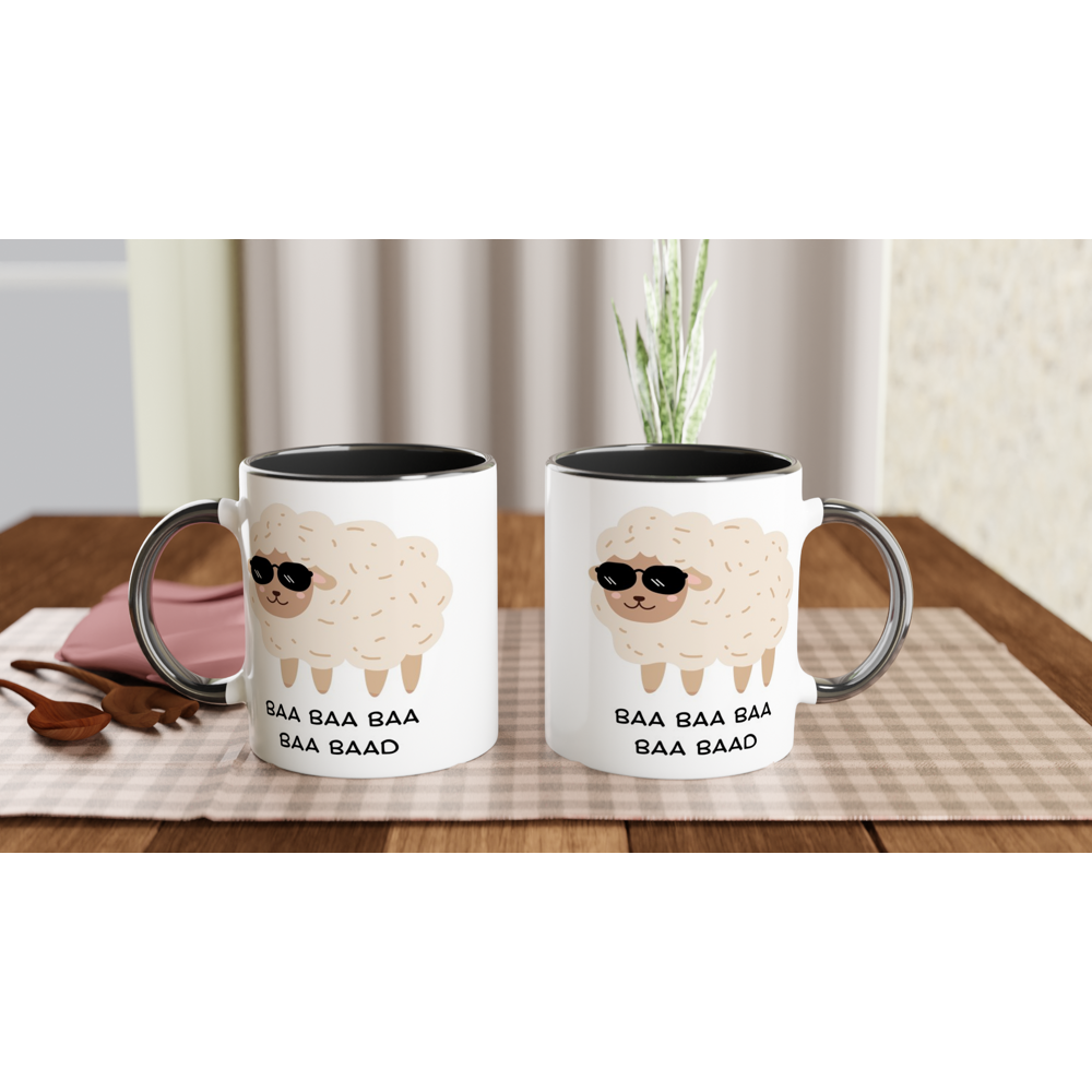 Baa Baa Baa Baa Baad - White 11oz Ceramic Mug with Colour Inside Colour 11oz Mug animal