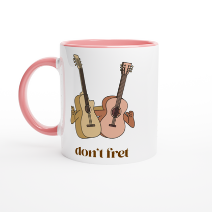 Don't Fret - White 11oz Ceramic Mug with Colour Inside ceramic pink Colour 11oz Mug Music