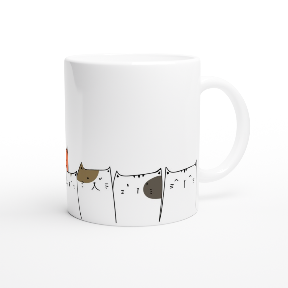 Cat Line - White 11oz Ceramic Mug White 11oz Mug