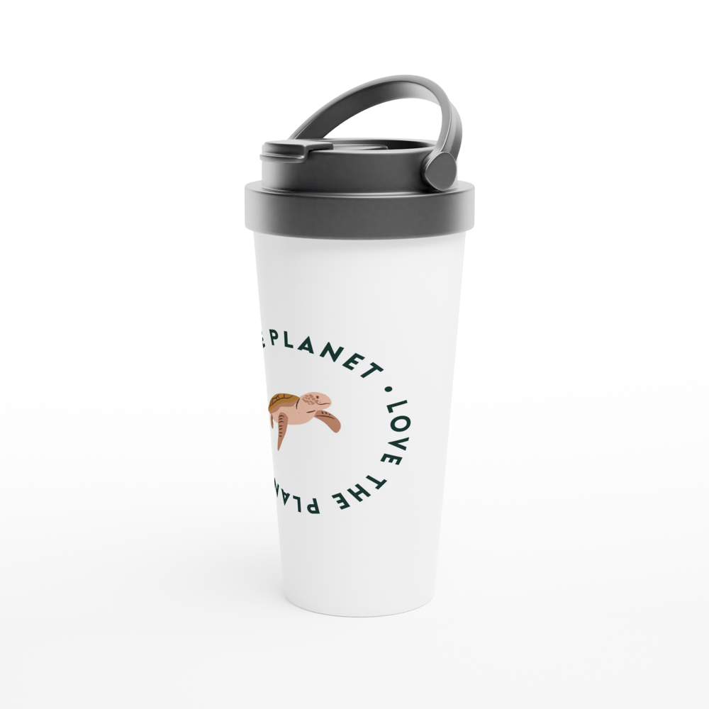 Love The Planet - White 15oz Stainless Steel Travel Mug Travel Mug animal Environment