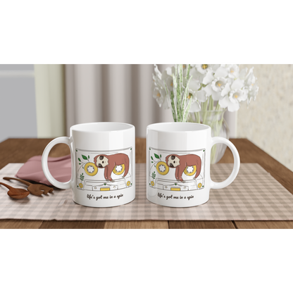 Cassette, Life's Got Me In A Spin -White 11oz Ceramic Mug White 11oz Mug Globally Fulfilled