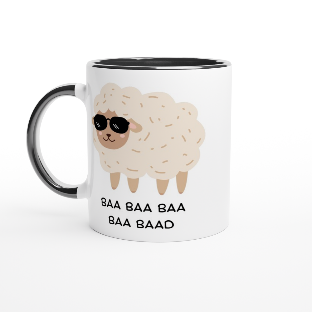 Baa Baa Baa Baa Baad - White 11oz Ceramic Mug with Colour Inside ceramic black Colour 11oz Mug animal
