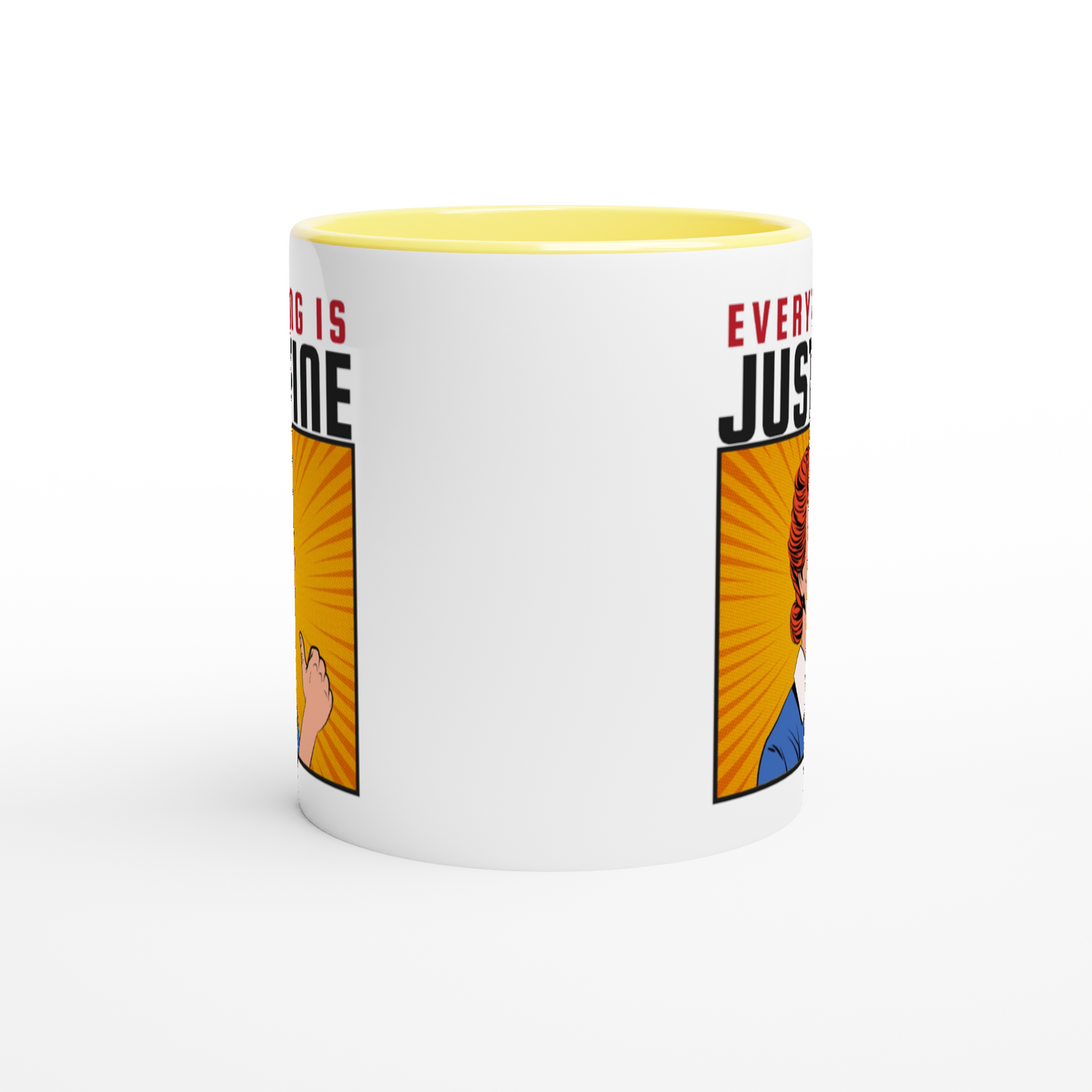 Everything Is Just Fine - White 11oz Ceramic Mug with Colour Inside Colour 11oz Mug comic Retro