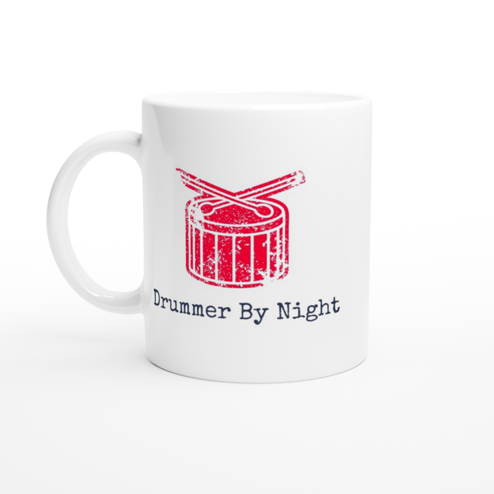 Drummer By Night - White 11oz Ceramic Mug White 11oz Ceramic Mug White 11oz Mug Globally Fulfilled