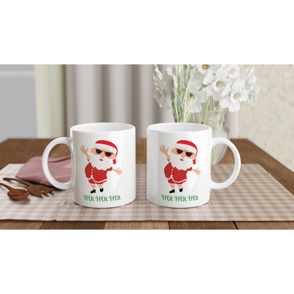 HOt HOt HOt - White 11oz Ceramic Mug Christmas White Mug Globally Fulfilled