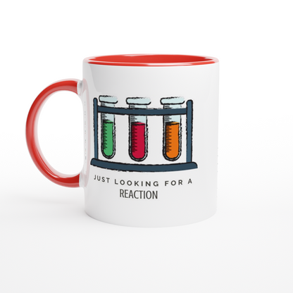 Test Tubes, Just Looking For A Reaction - White 11oz Ceramic Mug with Colour Inside Colour 11oz Mug Science