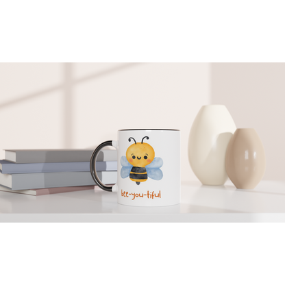 Bee-you-tiful - White 11oz Ceramic Mug with Colour Inside Colour 11oz Mug animal