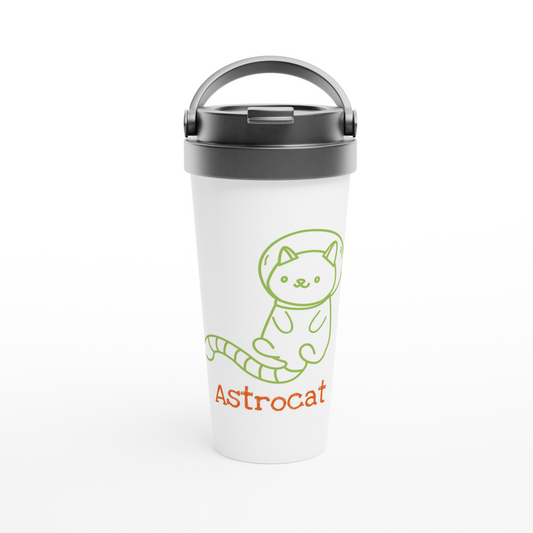 Astrocat - White 15oz Stainless Steel Travel Mug Travel Mug animal Space