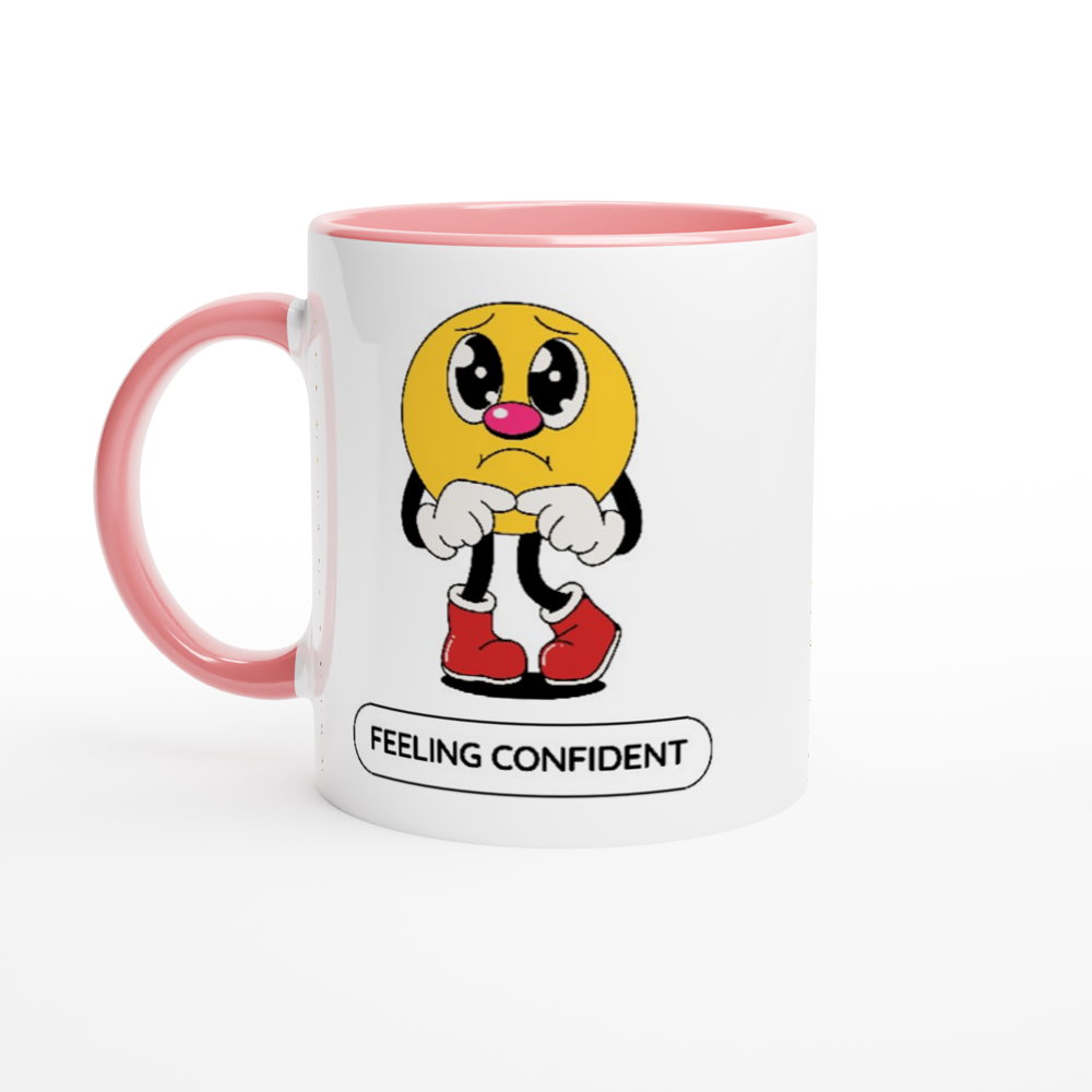 Feeling Confident - White 11oz Ceramic Mug with Colour Inside ceramic pink Colour 11oz Mug Globally Fulfilled