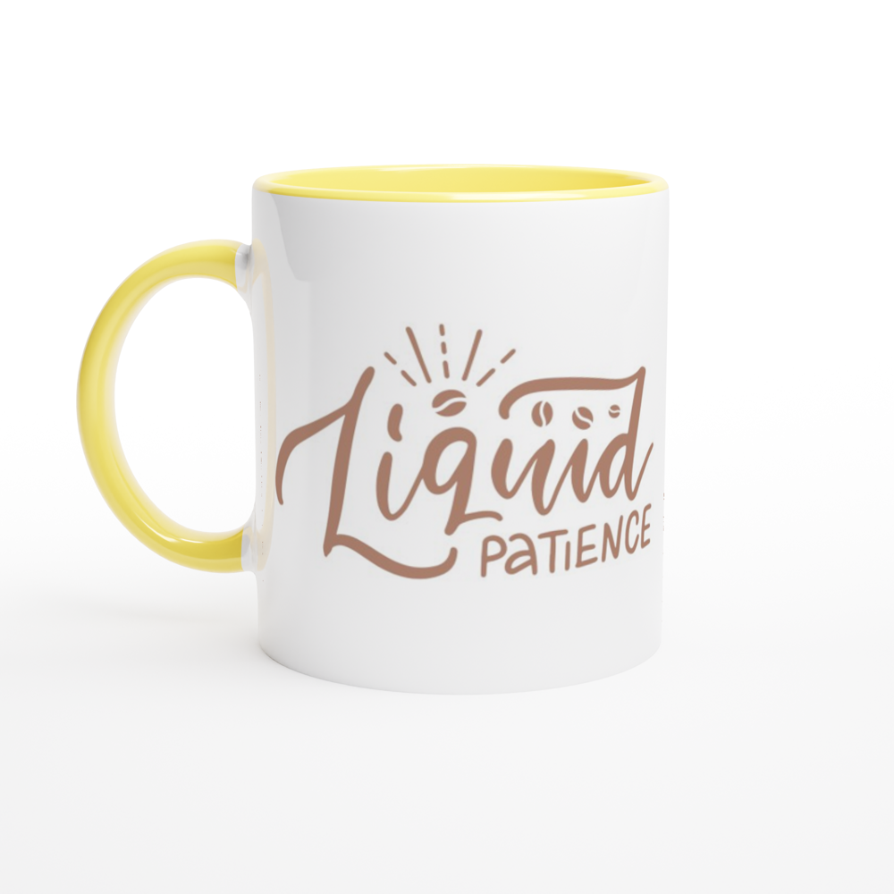 Liquid Patience - White 11oz Ceramic Mug with Colour Inside ceramic yellow Colour 11oz Mug Coffee