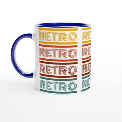 Retro - White 11oz Ceramic Mug with Colour Inside ceramic blue Colour 11oz Mug Retro