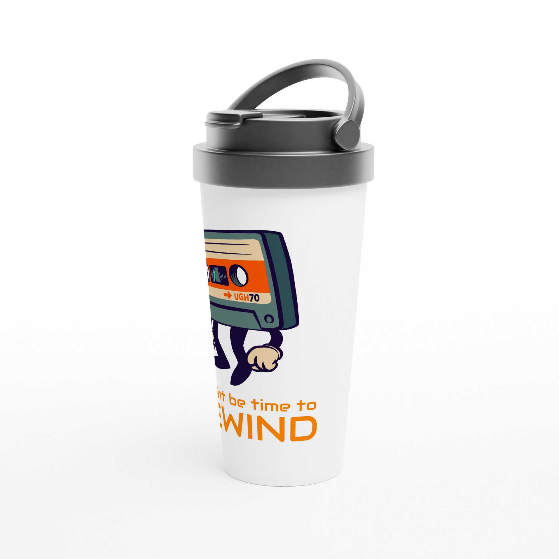 It Might Be Time To Rewind - White 15oz Stainless Steel Travel Mug Travel Mug Music Retro