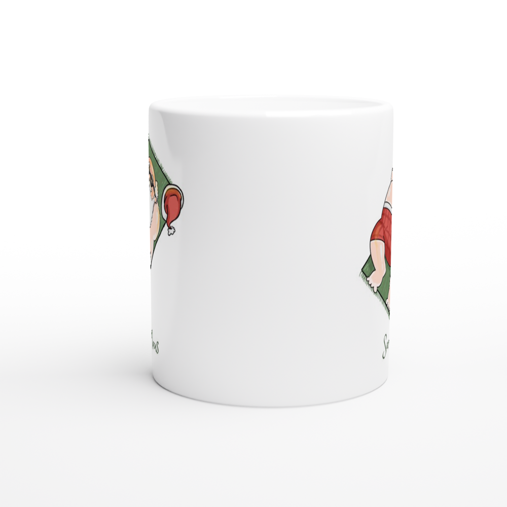 Sandy Claus - White 11oz Ceramic Mug Christmas White Mug Globally Fulfilled