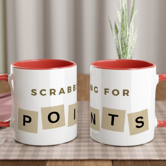 Scrabbling For Points - White 11oz Ceramic Mug with Colour Inside Colour 11oz Mug Games