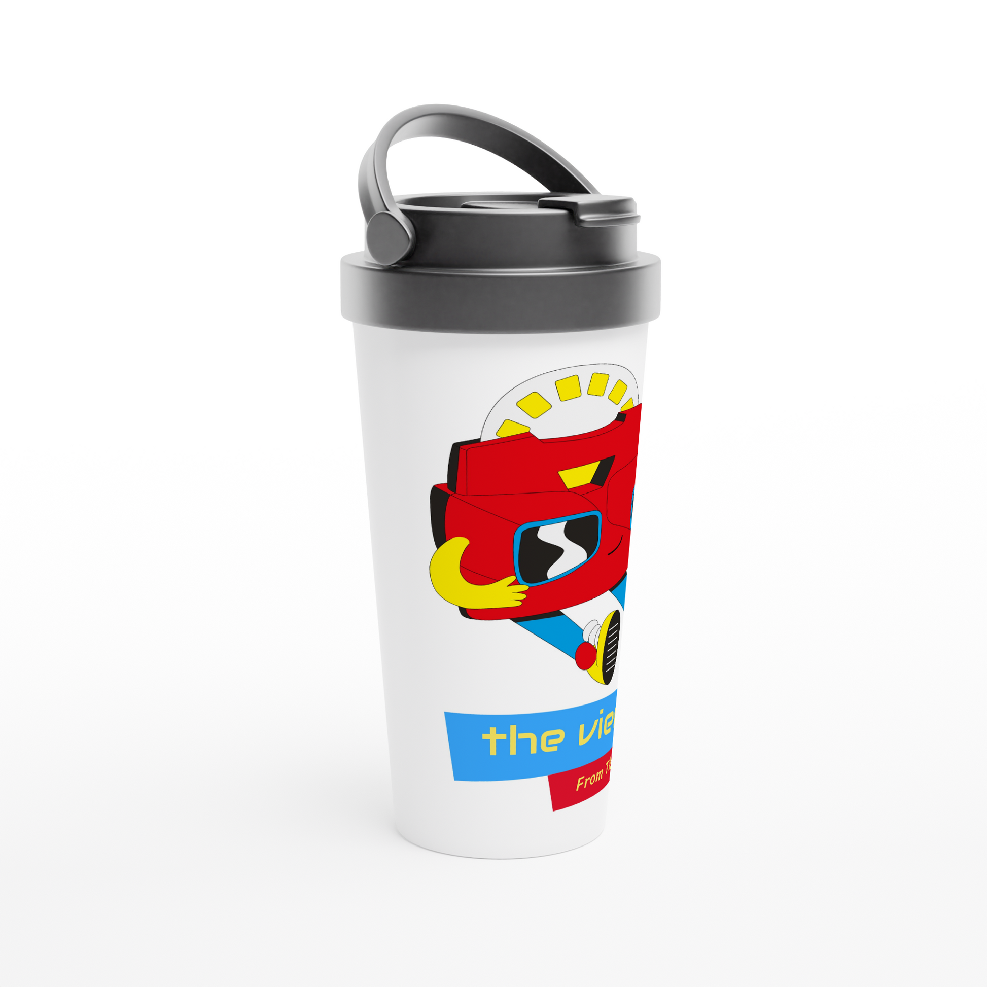 The View From The 90's - White 15oz Stainless Steel Travel Mug Travel Mug Globally Fulfilled Retro