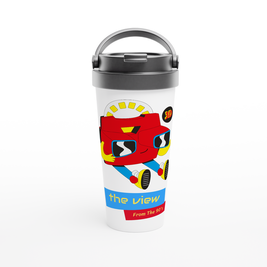 The View From The 90's - White 15oz Stainless Steel Travel Mug Travel Mug Retro