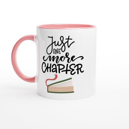 Just One More Chapter - White 11oz Ceramic Mug with Colour Inside ceramic pink Colour 11oz Mug Reading