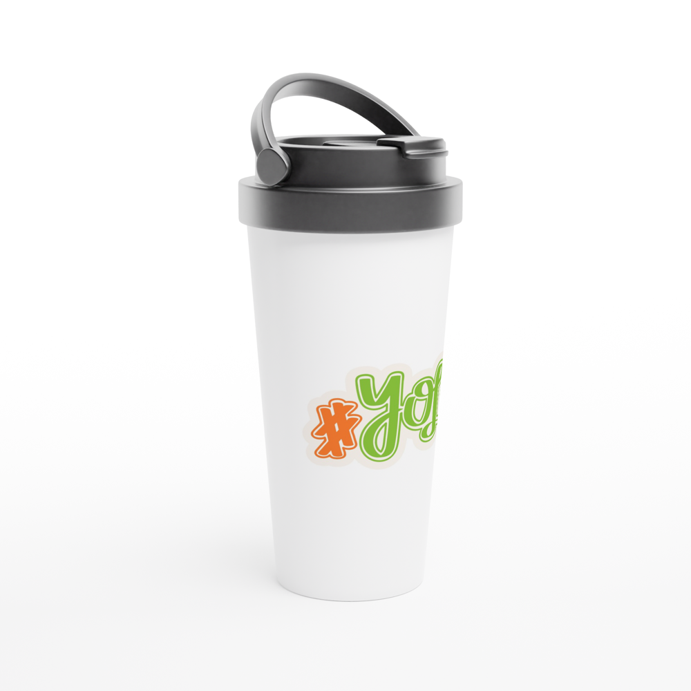 #YOLO - White 15oz Stainless Steel Travel Mug - Infinitee Designs Tech