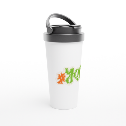 #YOLO - White 15oz Stainless Steel Travel Mug - Infinitee Designs Tech