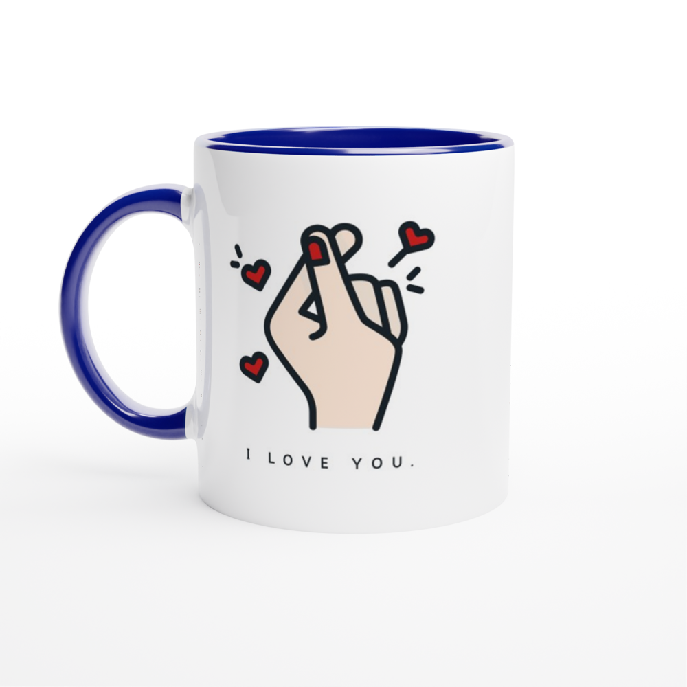 I Love You - White 11oz Ceramic Mug with Colour Inside ceramic blue Colour 11oz Mug Globally Fulfilled Love