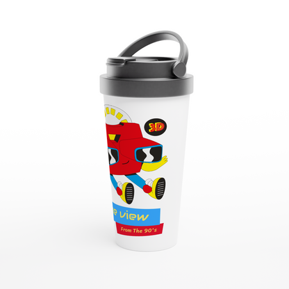 The View From The 90's - White 15oz Stainless Steel Travel Mug Travel Mug Globally Fulfilled Retro