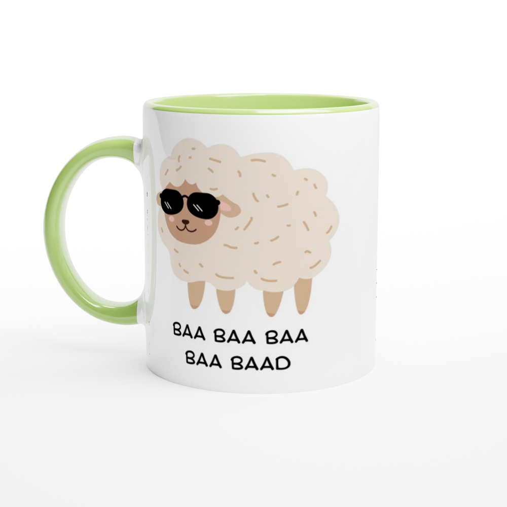 Baa Baa Baa Baa Baad - White 11oz Ceramic Mug with Colour Inside ceramic green Colour 11oz Mug animal